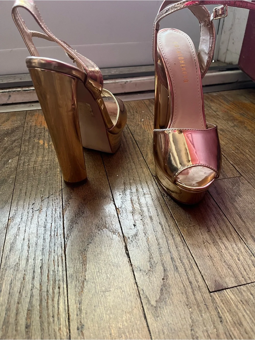 Metallic Gold Platform Heels
